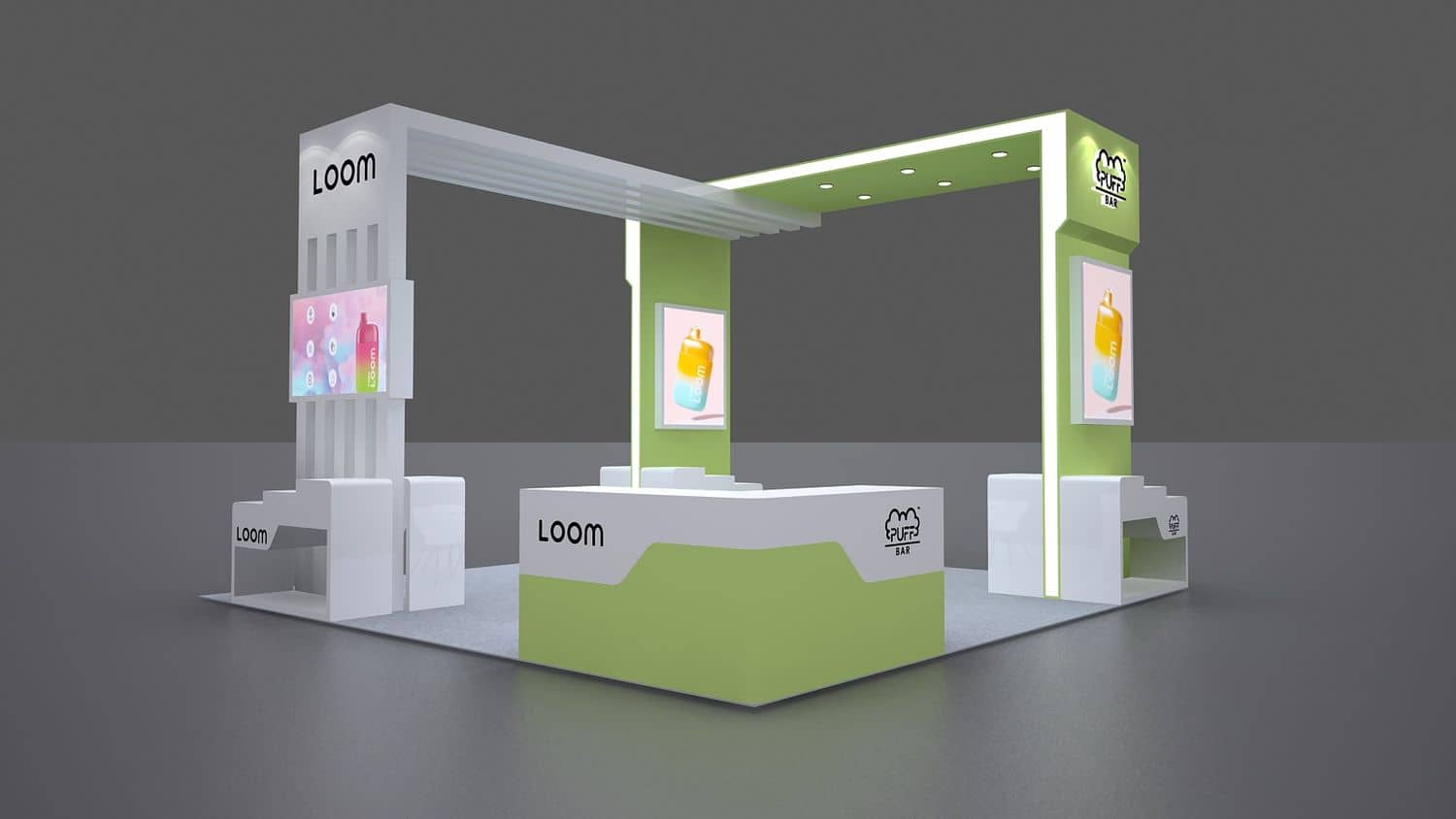 美国哥伦比亚电子烟展LOOM展位展台设计